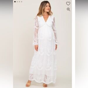 Pink Blush White Lace Dress (Maternity)